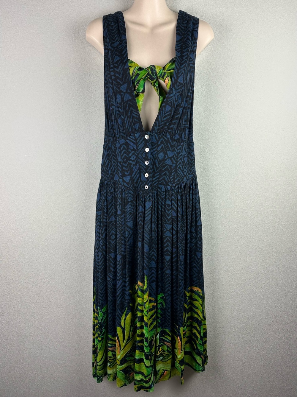 FREE PEOPLE Hot House Bandeau Tropical Print Dress - Picture 2 of 8